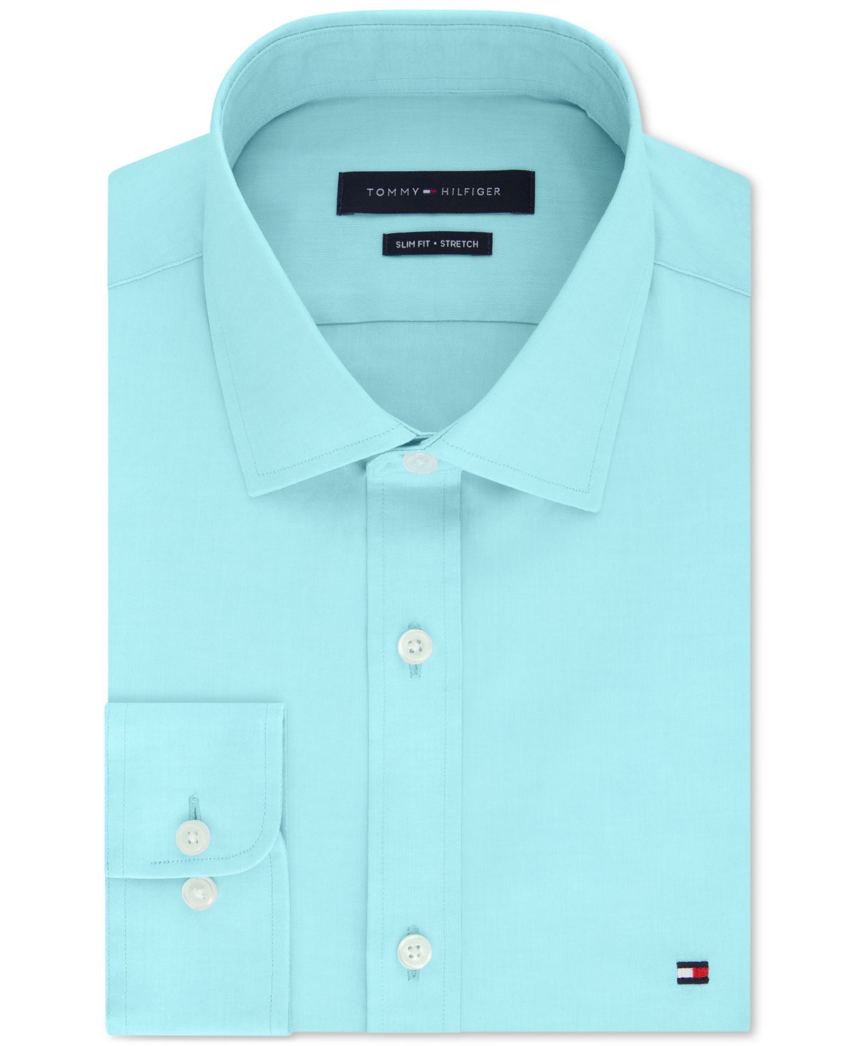 Tommy Hilfiger Slim-fit Stretch Solid Dress Shirt Online Exclusive Turquoise
