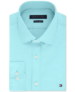 Tommy Hilfiger Slim-fit Stretch Solid Dress Shirt Online Exclusive Turquoise thumbnail 2