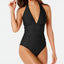 Tommy Hilfiger Solid Halter One-piece Swimsuit Black