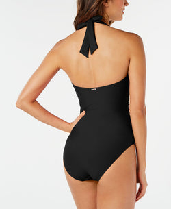 Tommy Hilfiger Solid Halter One-piece Swimsuit Black thumbnail 2