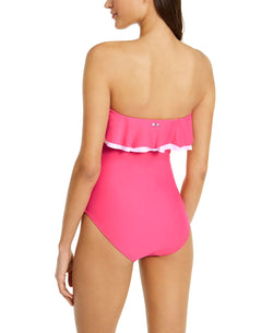 Tommy Hilfiger Solid Ruffle Strapless One-piece Swimsuit Pink thumbnail 2