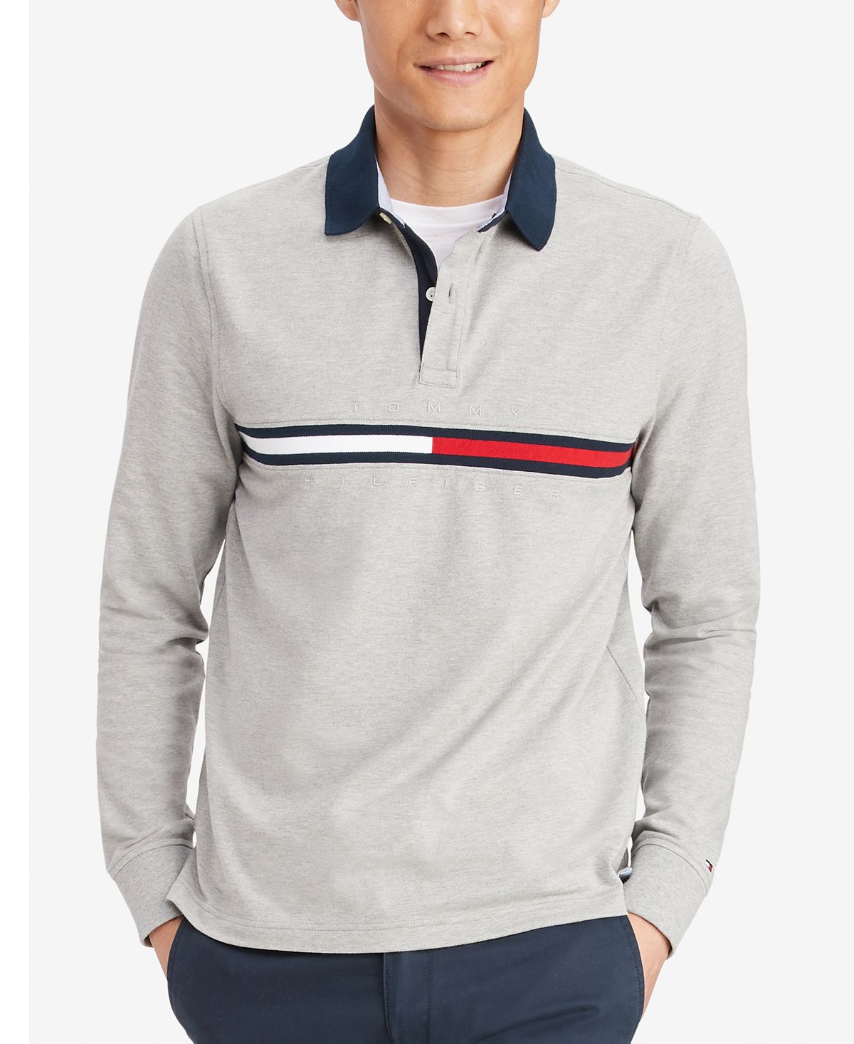 Tommy Hilfiger Tanner Long-sleeve Polo Shirt Grey Heather