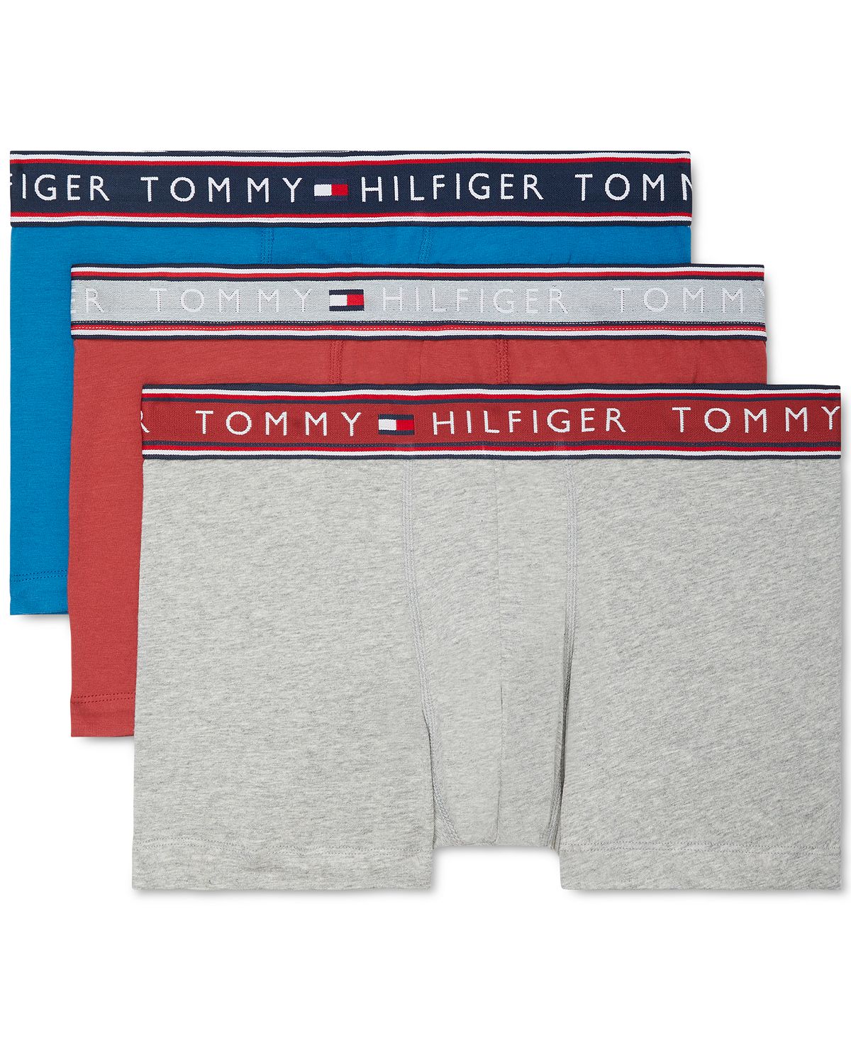Tommy Hilfiger Three-pack Cotton Stretch Trunk Briefs Dark Red