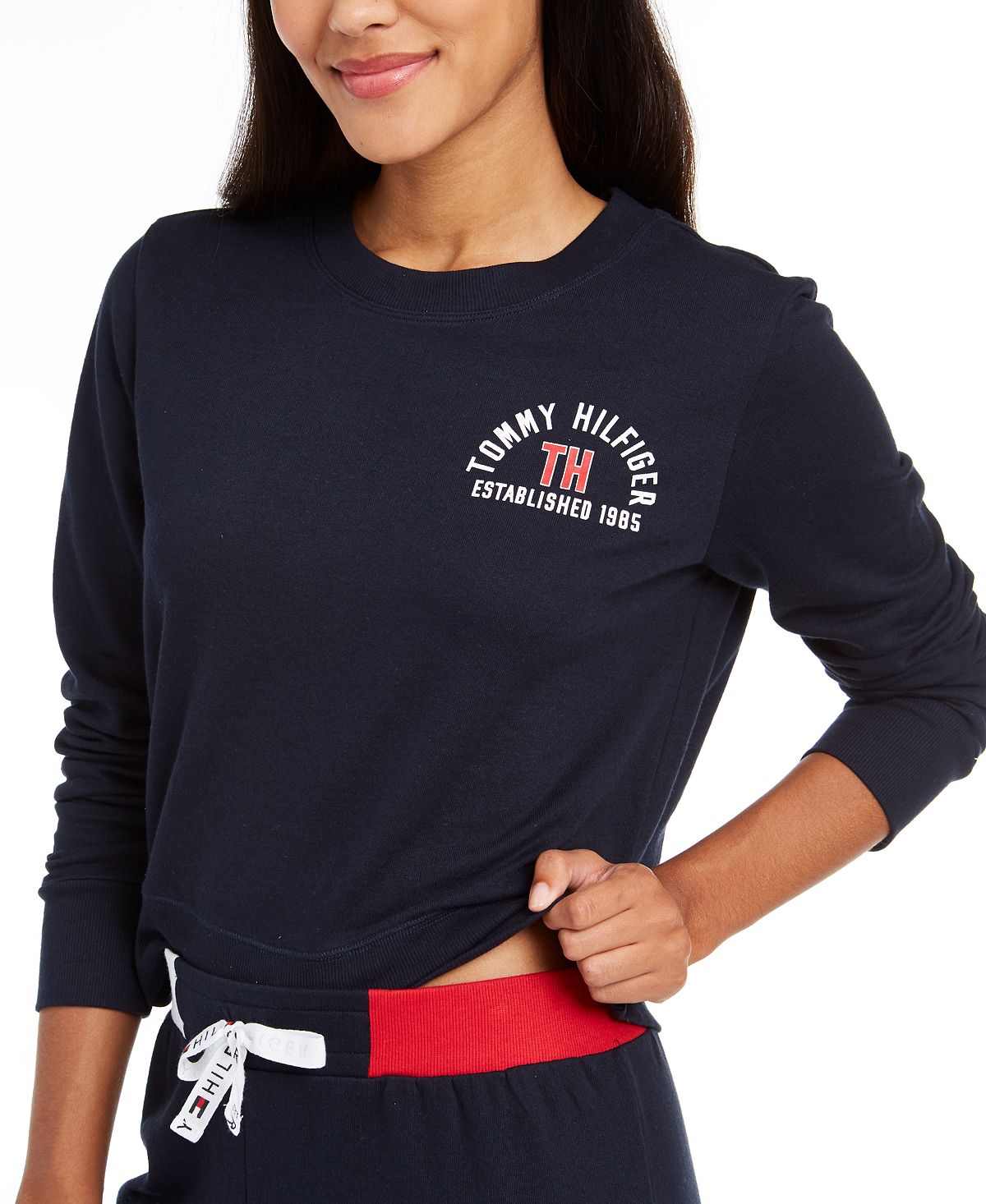 Tommy Hilfiger Wo French Terry Cropped Lounge Top Navy Blazer Blue