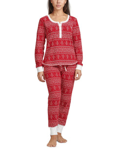 Tommy Hilfiger Wo Thermal Pajama Set Crimson GroundFairisle thumbnail 1