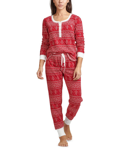 Tommy Hilfiger Wo Thermal Pajama Set Crimson GroundFairisle