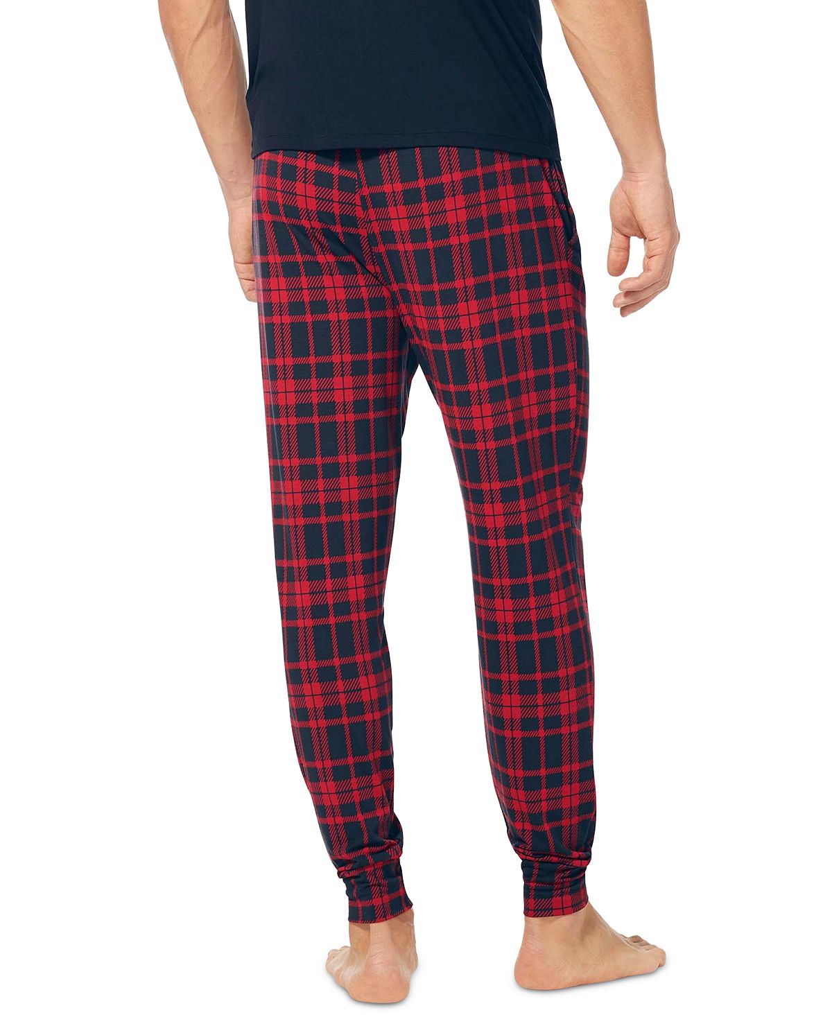 Tommy John Second Skin Plaid Pajama Joggers Bright Red