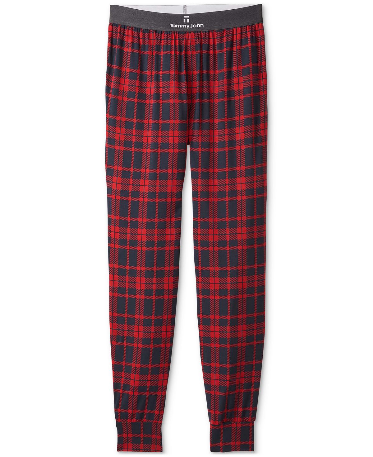 Tommy John Second Skin Plaid Pajama Joggers Bright Red