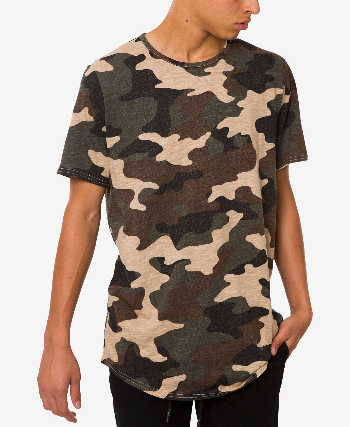 Topson Downs Topson Down Centerback Seam Curved Hem Tall Tee Camo