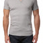 Trend Grey Marle Y-Neck Henley Tee
