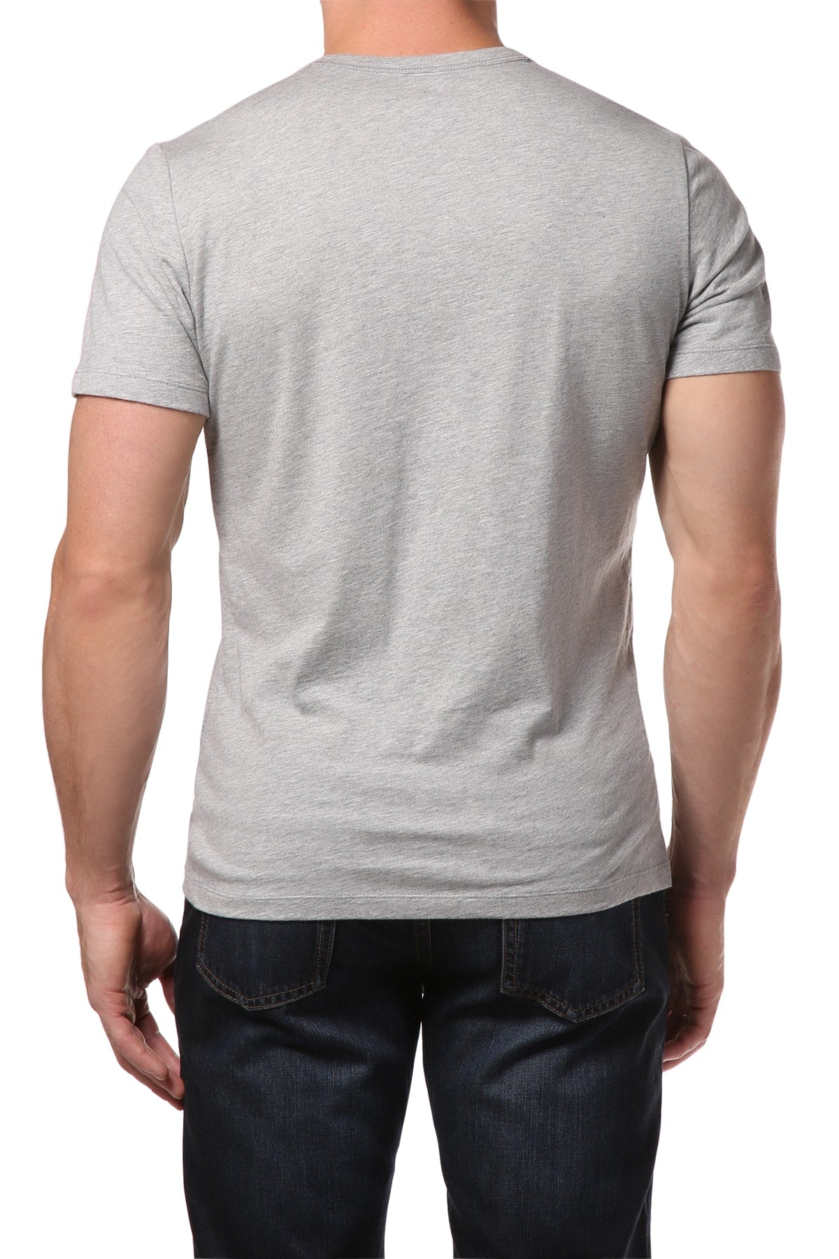 Trend Grey Marle Y-Neck Henley Tee