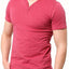 Trend Red Marle Y-Neck Henley Tee