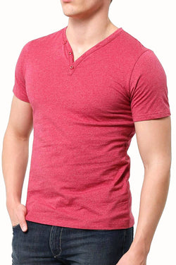Trend Red Marle Y-Neck Henley Tee thumbnail 1