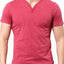 Trend Red Marle Y-Neck Henley Tee