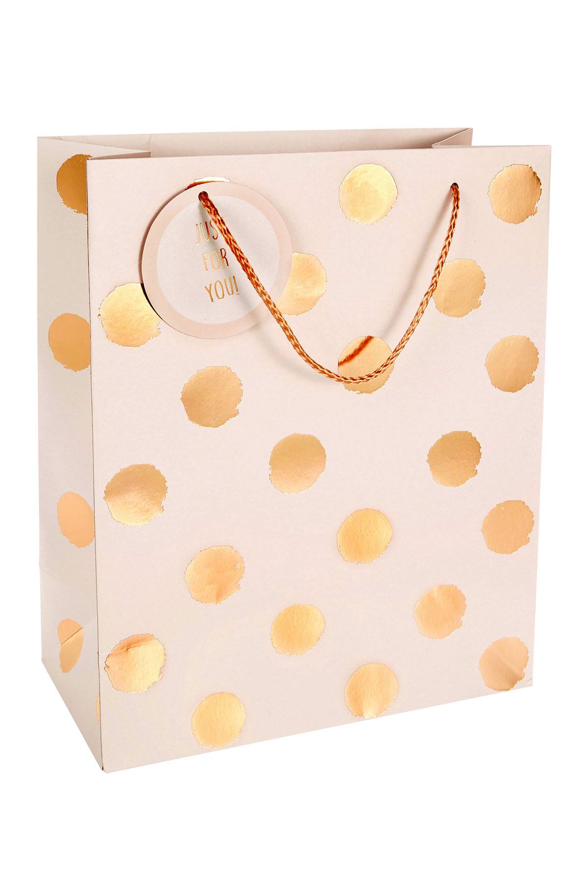 Tri-Coastal Design Blush/Gold Polka Dot Gift Bag