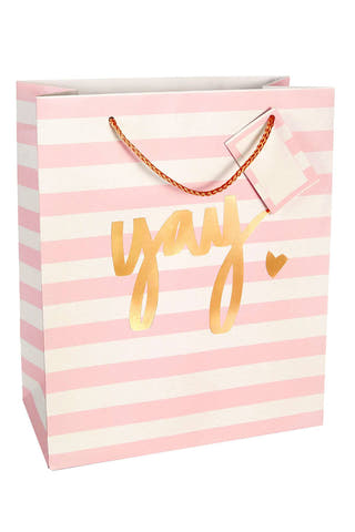 Tri-Coastal Design Pink/White Stripe YAY Gift Bag