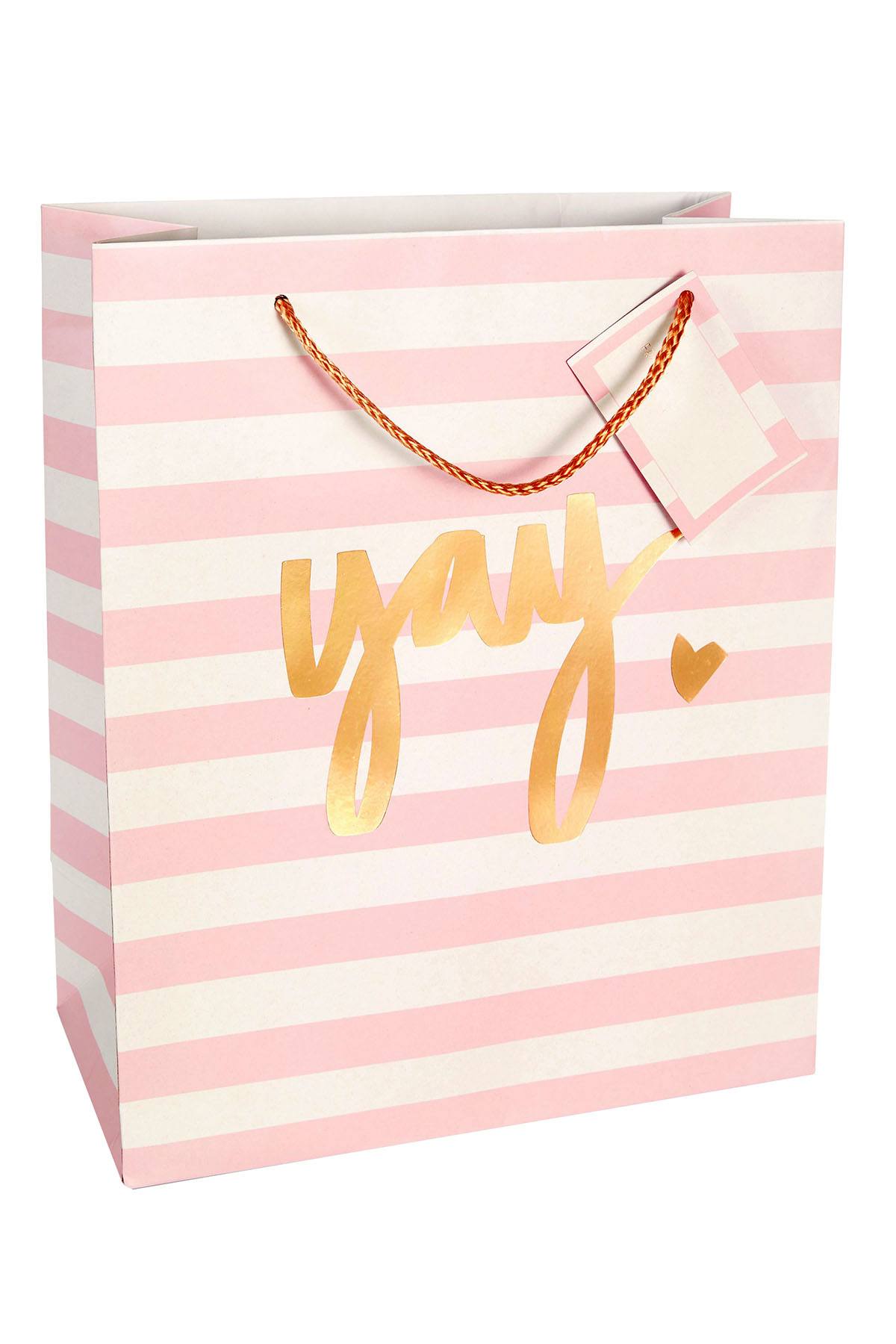 Tri-Coastal Design Pink/White Stripe YAY Gift Bag