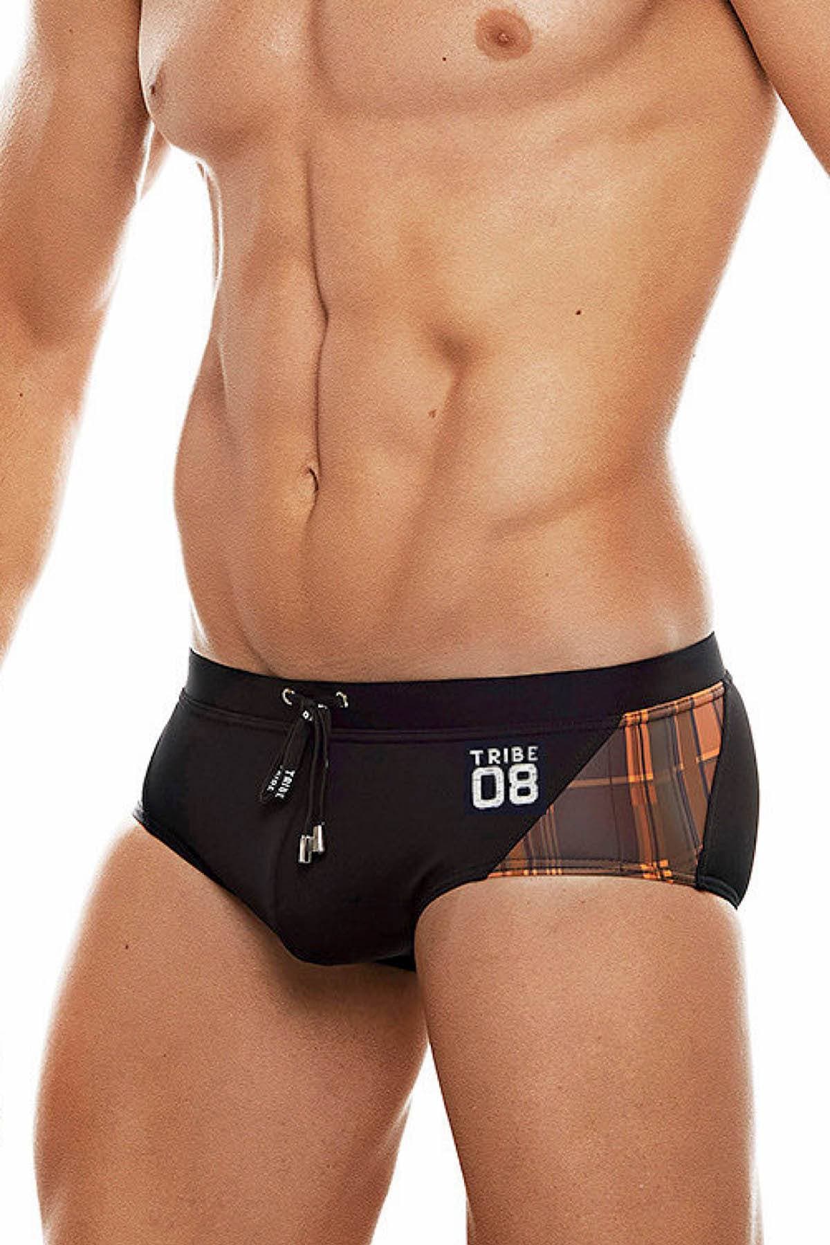 Tribe Black/Orange 08 Highland-Fling Swim Boy-Brief