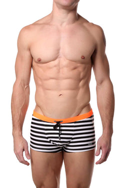 Tribe Black/White/Orange Riviera-Sunset Swim Trunk thumbnail 1