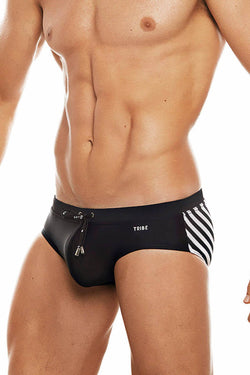 Tribe Black/White Saint Tropez Low-Rise Swim Brief thumbnail 1