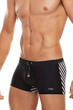 Tribe Black/White Saint Tropez Swim Trunk thumbnail 1