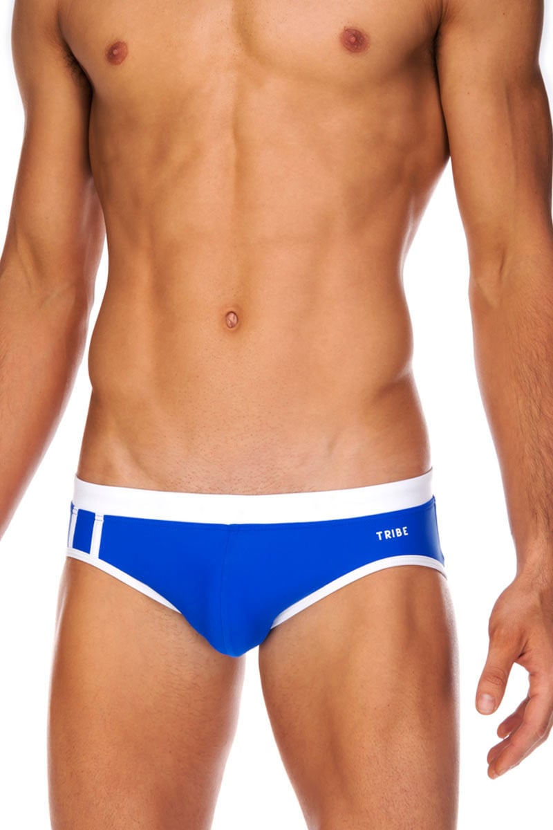 Tribe Cobalt & White Indian Lo Rise Swim Brief