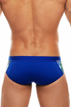 Tribe Electric-Blue/White Highland-Fling Low-Rise Swim Brief thumbnail 3