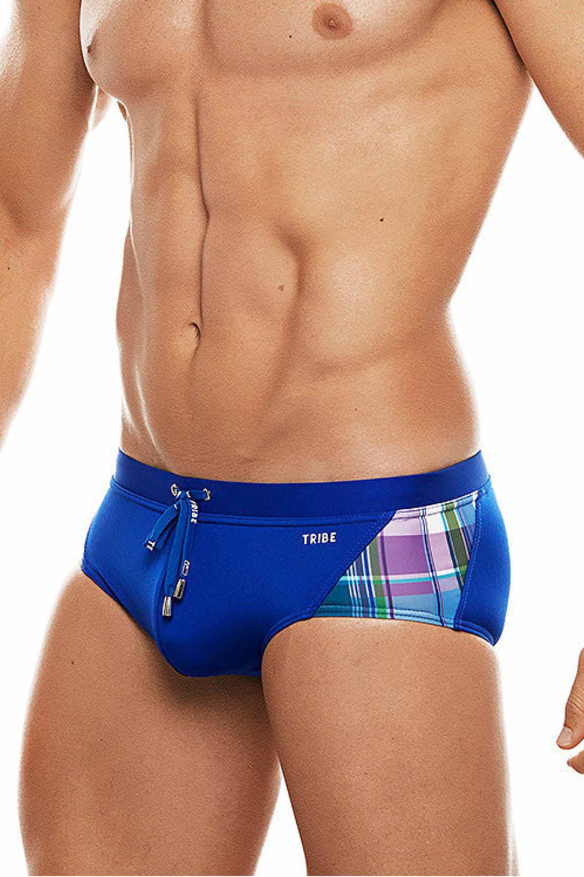 Tribe Electric-Blue/White Highland-Fling Swim Boy-Brief
