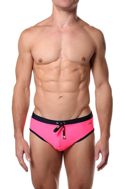 Tribe Fluorescent-Pink/Navy Atlantic Low-Rise Swim Brief thumbnail 1
