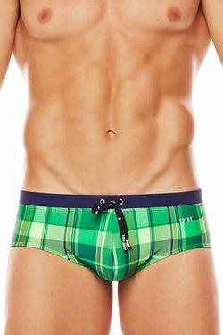 Tribe Lime/Navy Plaid Highlander Swim Boy-Brief thumbnail 2