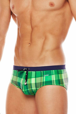 Tribe Lime/Navy Plaid Highlander Swim Boy-Brief thumbnail 1