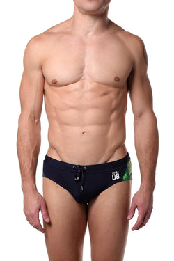 Tribe Navy/Green 08 Highland-Fling Low-Rise Swim Brief thumbnail 1