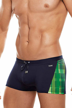 Tribe Navy/Green Highland-Fling Swim Trunk thumbnail 1