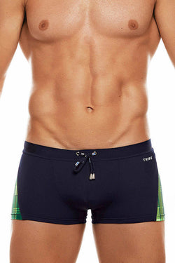 Tribe Navy/Green Highland-Fling Swim Trunk thumbnail 2