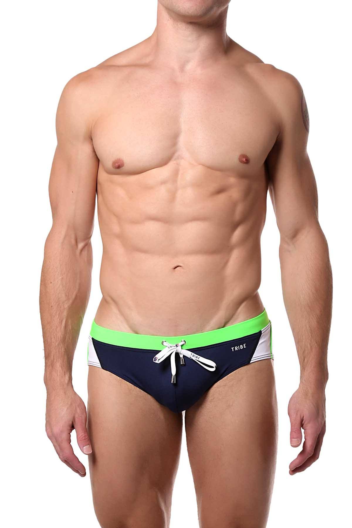 Tribe Navy/Lime Caribbean Low-Rise Brief