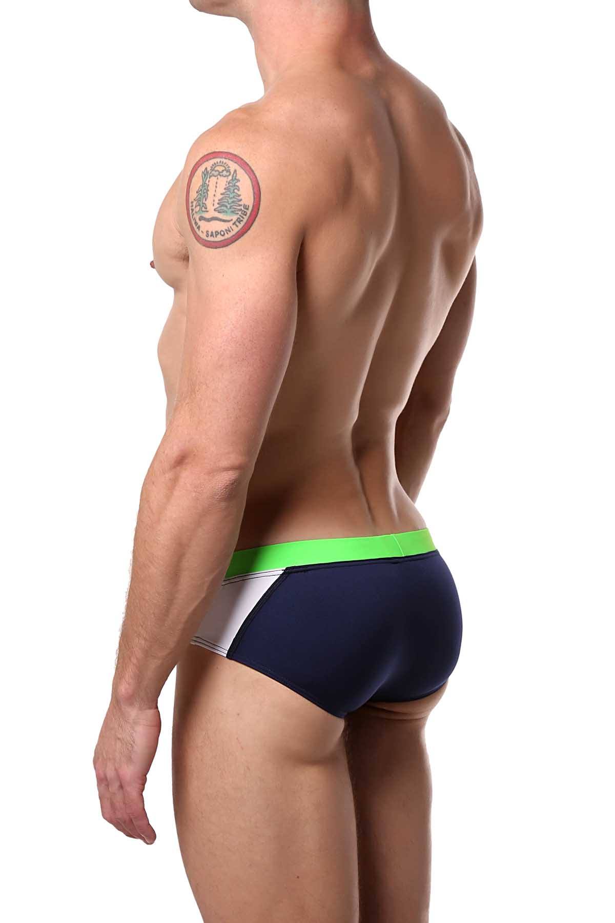 Tribe Navy/Lime Caribbean Low-Rise Brief