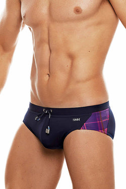 Tribe Navy/Pink Highland-Fling Low-Rise Swim Brief thumbnail 1