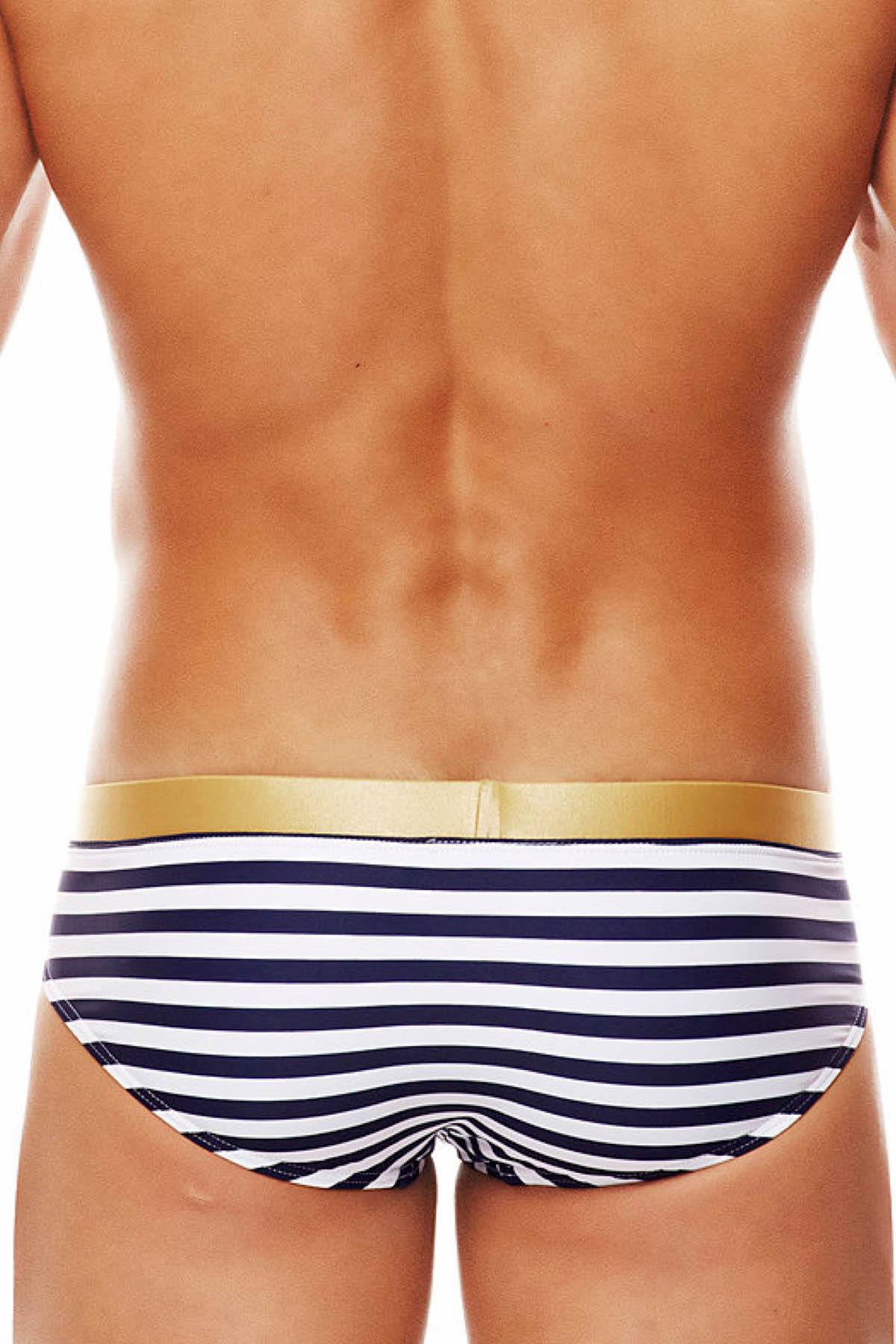 Tribe Navy/White/Gold Riviera Shimmer Low-Rise Swim Brief