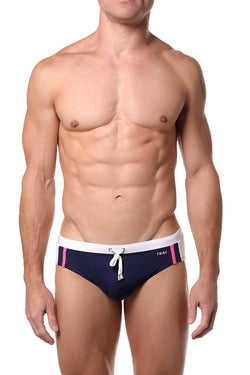 Tribe Navy/White/Pink Capri Low-Rise Swim Brief thumbnail 1
