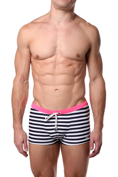 Tribe Navy/White/Pink Riviera-Sunset Swim Trunk