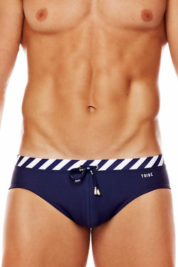 Tribe Navy/White Riviera-Twist Low-Rise Swim Brief thumbnail 2