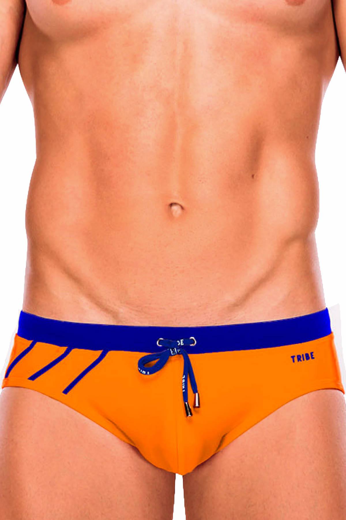 Tribe Orange/Electric-Blue Mediterranean Low-Rise Swim Brief