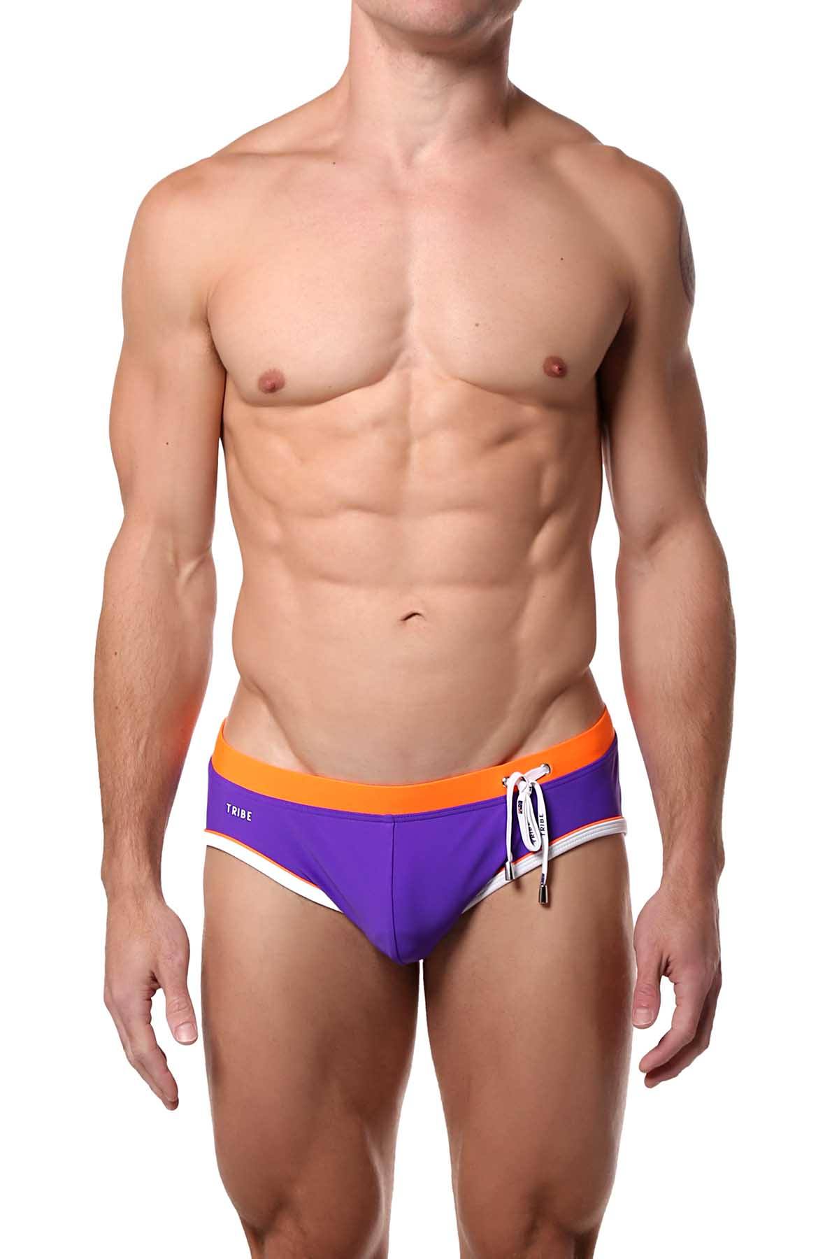 Tribe Purple/Orange Oceanic Low-Rise Swim Brief
