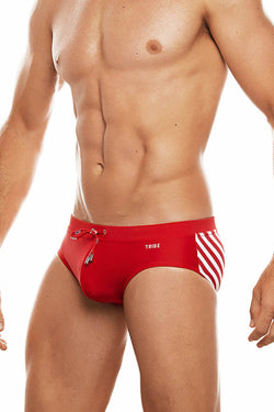 Tribe Red/White Saint Tropez Low-Rise Swim Brief thumbnail 1