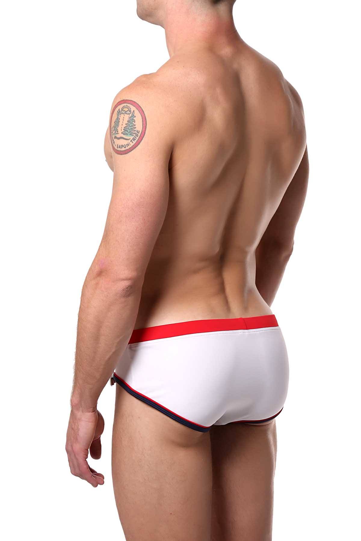 Tribe White/Red Oceanic Low-Rise Swim Brief