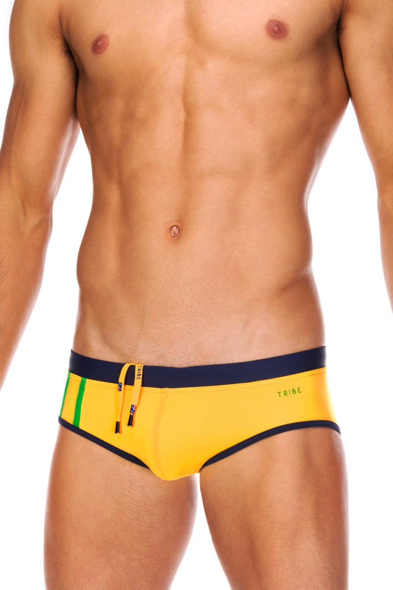 Tribe Yellow & Navy Indian Swim Boy Brief