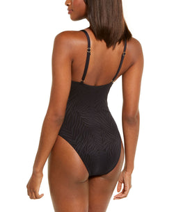 Trina Turk One-piece Zebra-textured V-neck Swimsuit Black thumbnail 2