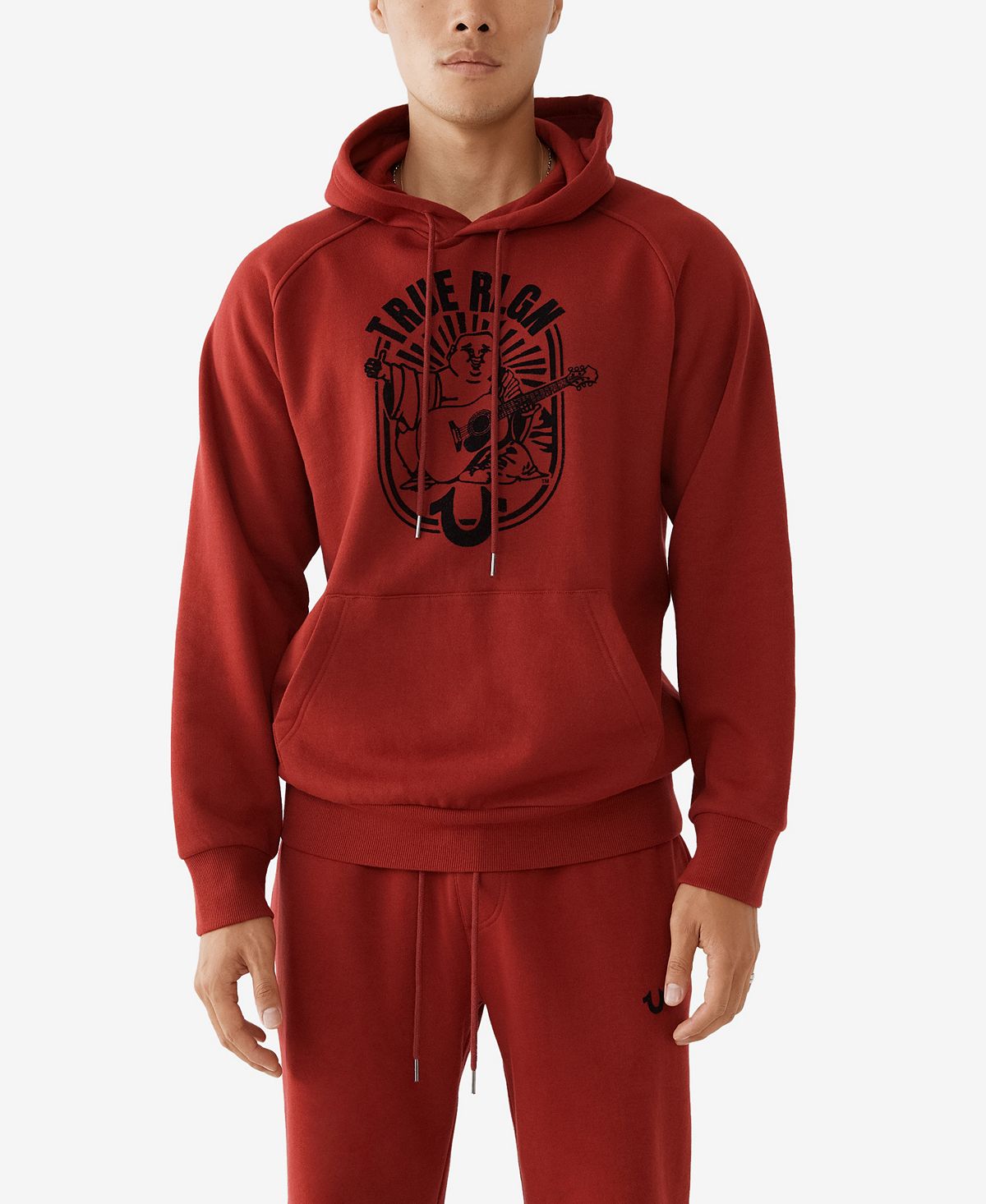 True Religion Buddha Logo Pullover Hoodie Red Dahlia