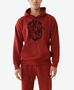 True Religion Buddha Logo Pullover Hoodie Red Dahlia thumbnail 1