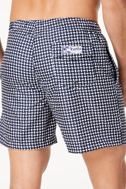 Trunks Surf & Swim Co. Marine/White Geo Matrix Swim Trunk thumbnail 2